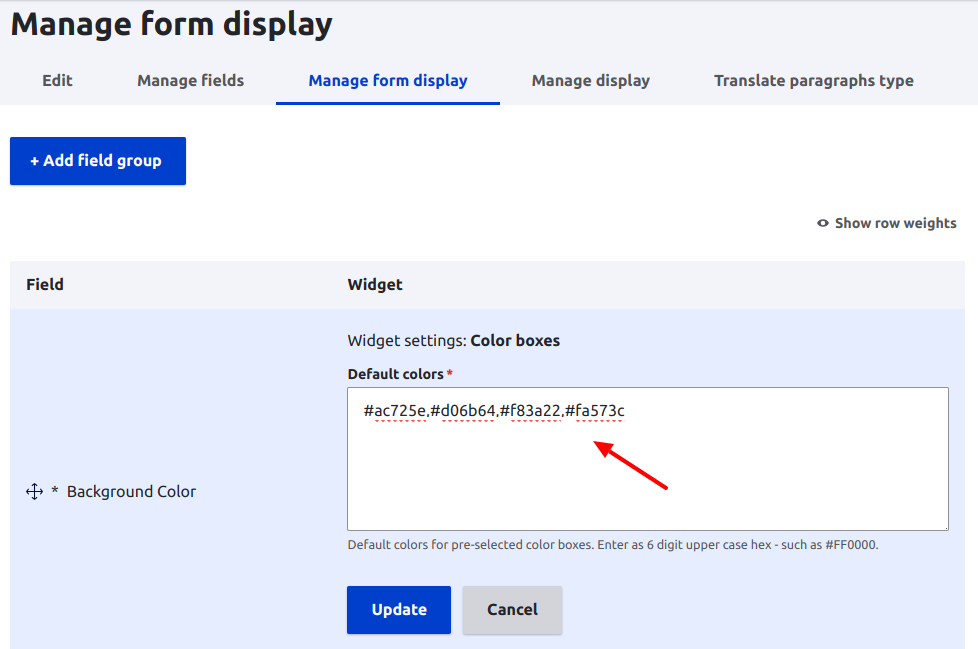 Drupal field default in form display